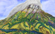 Volcan avec son nuage